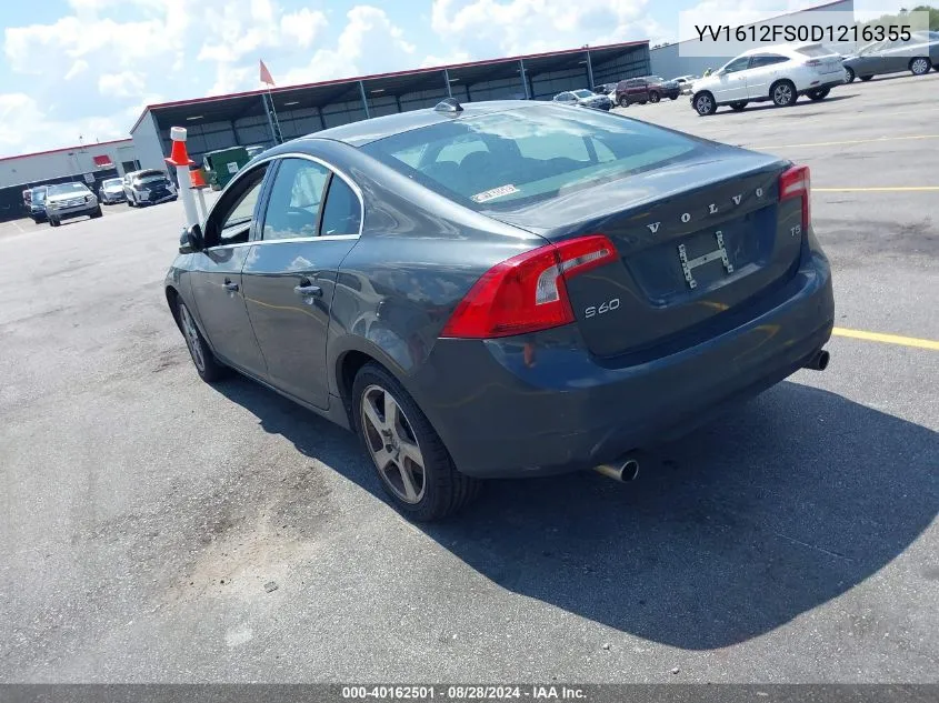 2013 Volvo S60 T5 VIN: YV1612FS0D1216355 Lot: 40162501