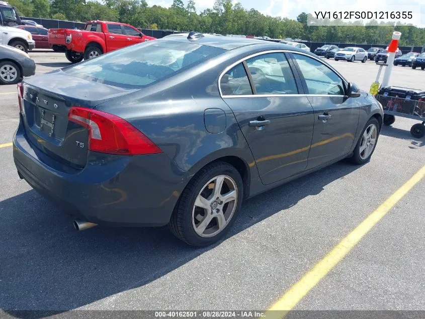 2013 Volvo S60 T5 VIN: YV1612FS0D1216355 Lot: 40162501