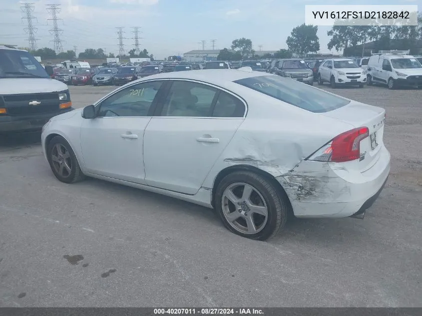 2013 Volvo S60 T5 VIN: YV1612FS1D2182842 Lot: 40207011