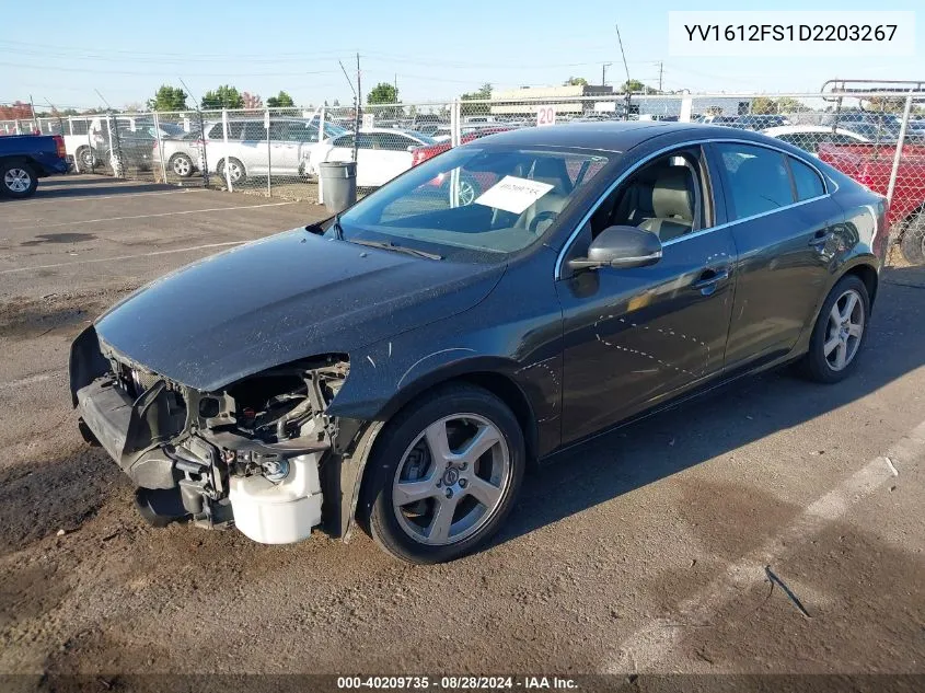 2013 Volvo S60 T5 VIN: YV1612FS1D2203267 Lot: 40209735