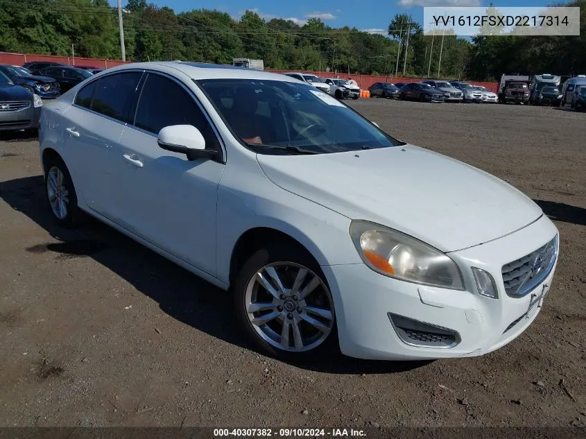 2013 Volvo S60 T5 VIN: YV1612FSXD2217314 Lot: 40307382