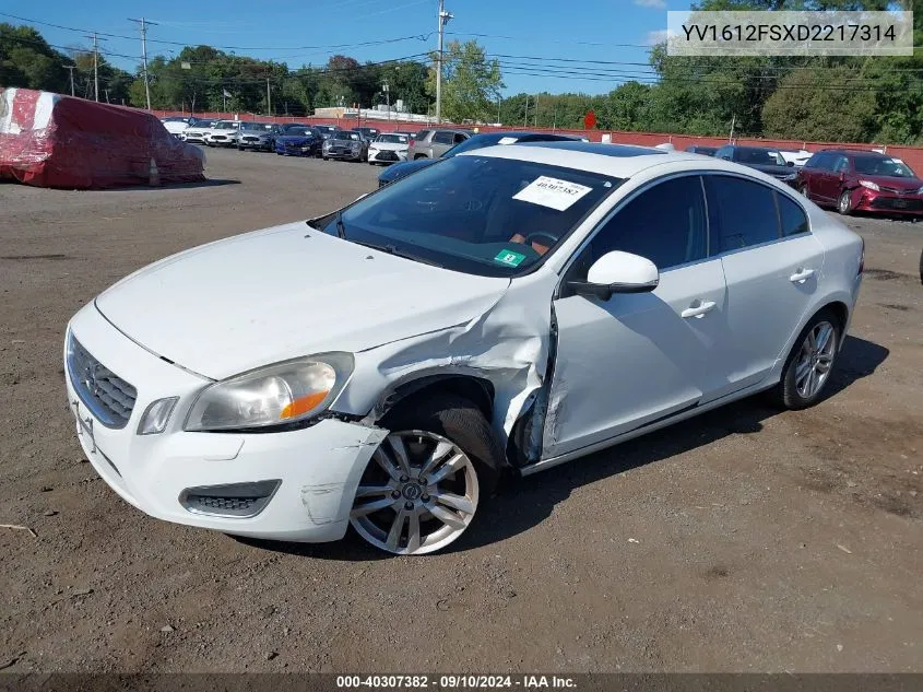 2013 Volvo S60 T5 VIN: YV1612FSXD2217314 Lot: 40307382