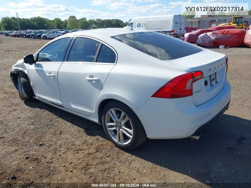 2013 Volvo S60 T5 VIN: YV1612FSXD2217314 Lot: 40307382