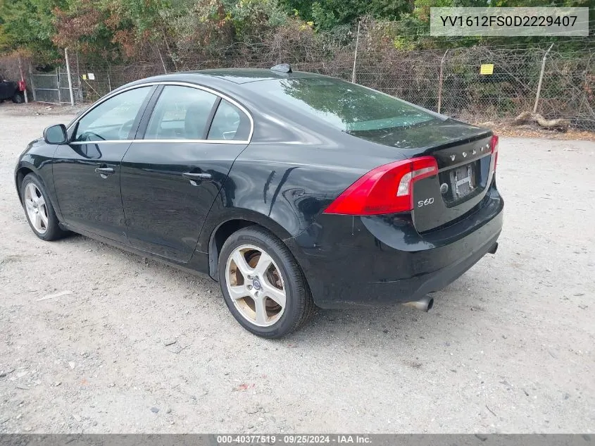 2013 Volvo S60 T5 VIN: YV1612FS0D2229407 Lot: 40377519