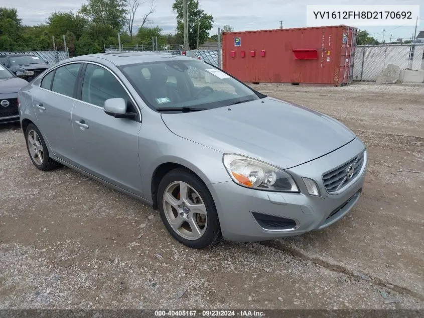 2013 Volvo S60 T5/T5 Platinum/T5 Premier/T5 Premier Plus VIN: YV1612FH8D2170692 Lot: 40405167