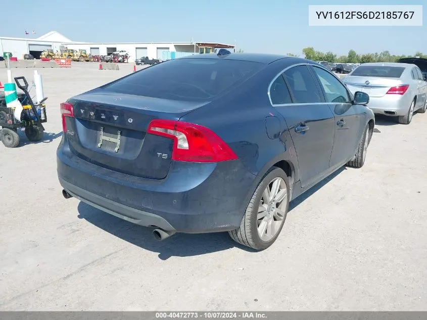 2013 Volvo S60 T5/T5 Platinum/T5 Premier/T5 Premier Plus VIN: YV1612FS6D2185767 Lot: 40472773