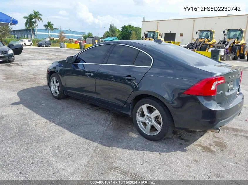 2013 Volvo S60 T5/T5 Platinum/T5 Premier/T5 Premier Plus VIN: YV1612FS8D2230742 Lot: 40618714