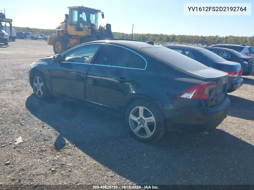 2013 Volvo S60 T5 VIN: YV1612FS2D2192764 Lot: 40629793