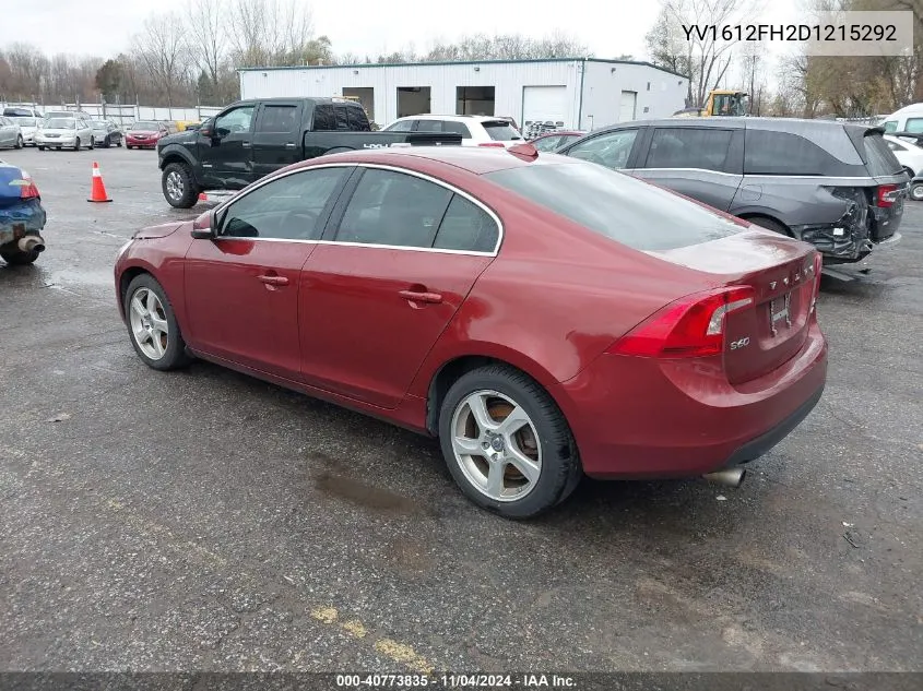 2013 Volvo S60 T5 VIN: YV1612FH2D1215292 Lot: 40773835