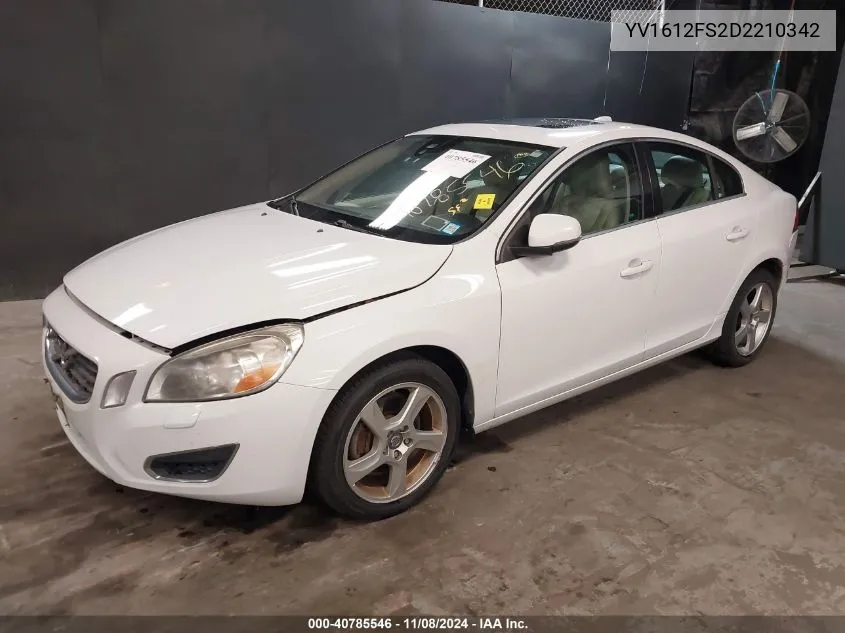 2013 Volvo S60 T5 VIN: YV1612FS2D2210342 Lot: 40785546