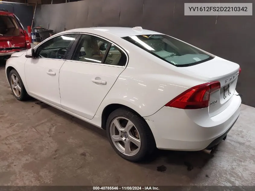 2013 Volvo S60 T5 VIN: YV1612FS2D2210342 Lot: 40785546