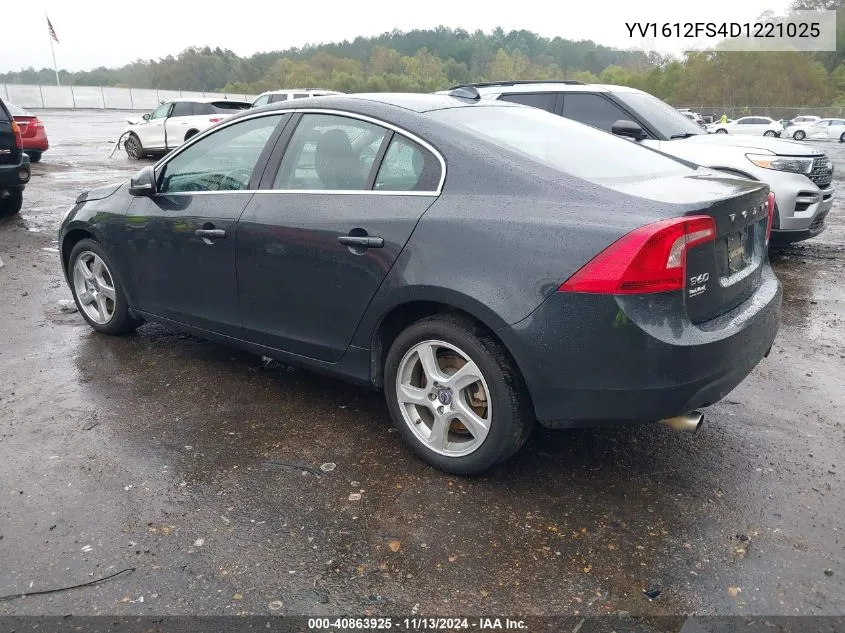 2013 Volvo S60 T5 VIN: YV1612FS4D1221025 Lot: 40863925