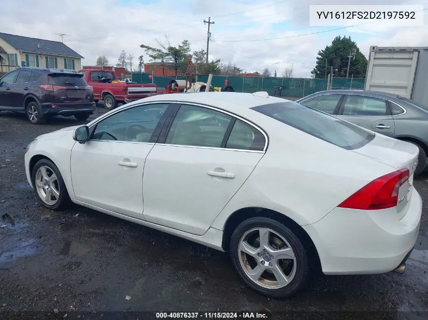 2013 Volvo S60 T5 VIN: YV1612FS2D2197592 Lot: 40876337