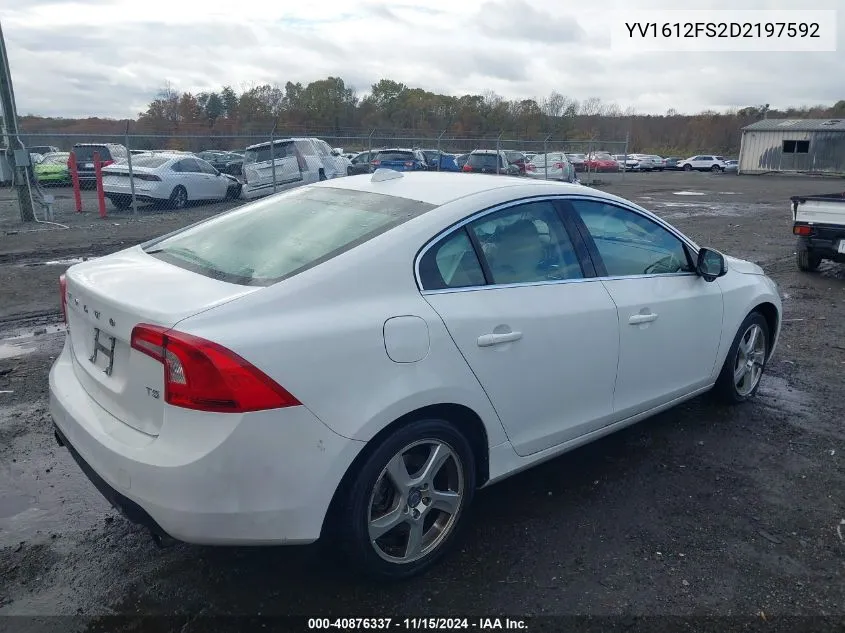 2013 Volvo S60 T5 VIN: YV1612FS2D2197592 Lot: 40876337