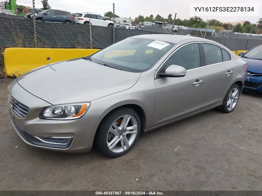 2014 Volvo S60 T5 VIN: YV1612FS3E2278134 Lot: 40357867