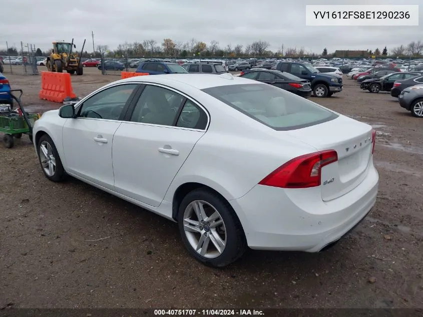 2014 Volvo S60 T5/T5 Platinum/T5 Premier/T5 Premier Plus VIN: YV1612FS8E1290236 Lot: 40751707