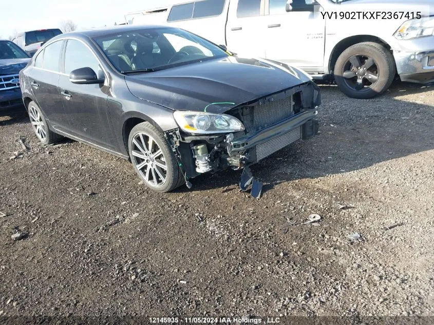 2015 Volvo S60 VIN: YV1902TKXF2367415 Lot: 12145935