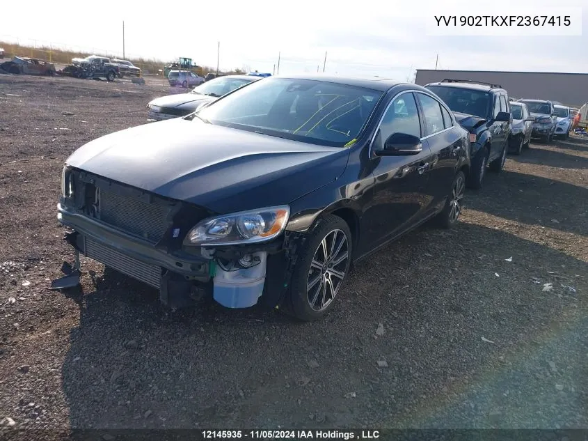 2015 Volvo S60 VIN: YV1902TKXF2367415 Lot: 12145935