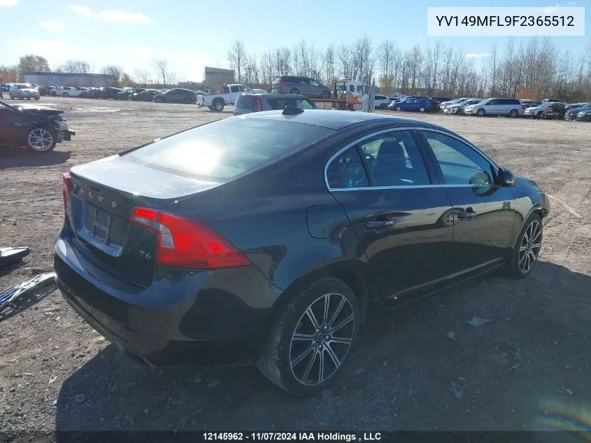 2015 Volvo S60 VIN: YV149MFL9F2365512 Lot: 12145962