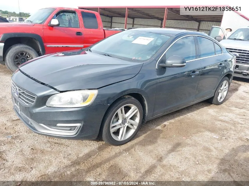 2015 Volvo S60 T5 Premier VIN: YV1612TK2F1358651 Lot: 39796982