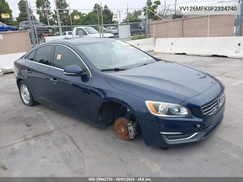 YV126MFK0F2334740 2015 Volvo S60 T5 Premier