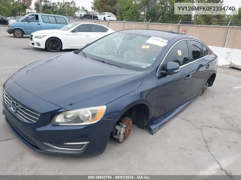 2015 Volvo S60 T5 Premier VIN: YV126MFK0F2334740 Lot: 39942750