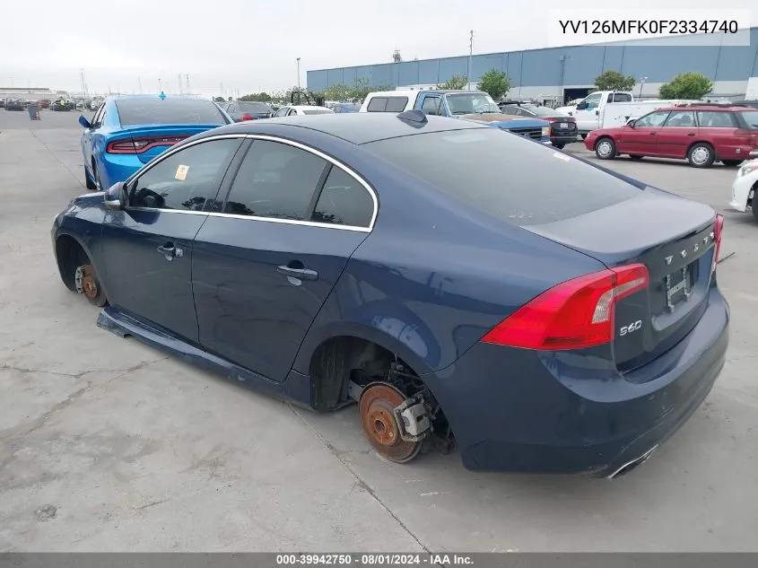 2015 Volvo S60 T5 Premier VIN: YV126MFK0F2334740 Lot: 39942750