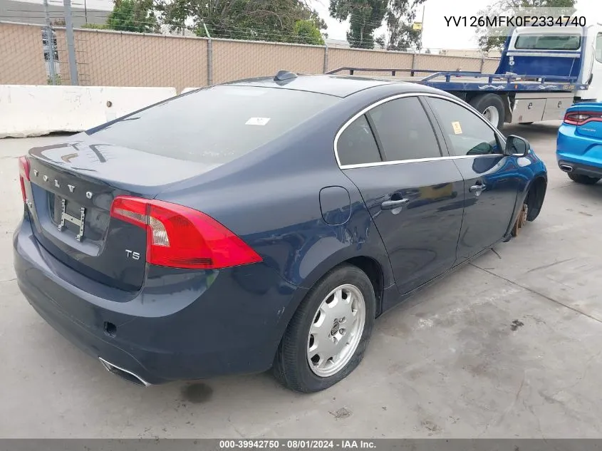 YV126MFK0F2334740 2015 Volvo S60 T5 Premier