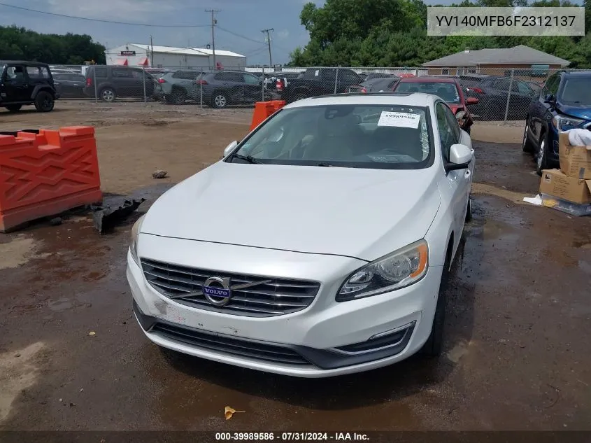 2015 Volvo S60 T5 Premier VIN: YV140MFB6F2312137 Lot: 39989586