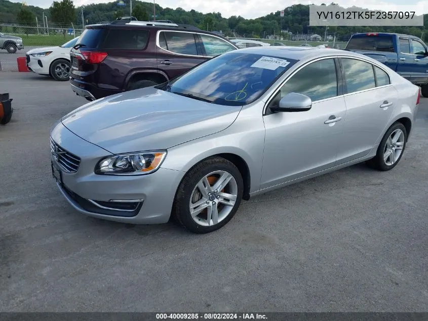 2015 Volvo S60 T5 Premier VIN: YV1612TK5F2357097 Lot: 40009285