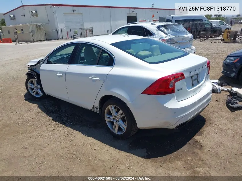 2015 Volvo S60 T5 Premier Plus VIN: YV126MFC8F1318770 Lot: 40021505