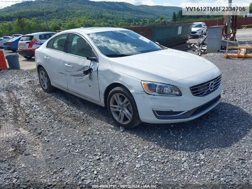 YV1612TM8F2334706 2015 Volvo S60 T5 Platinum