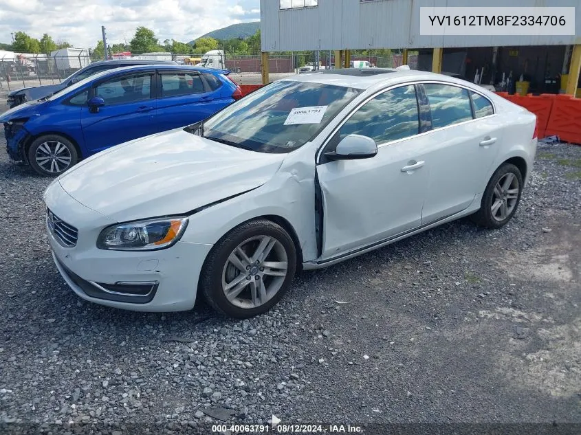 YV1612TM8F2334706 2015 Volvo S60 T5 Platinum