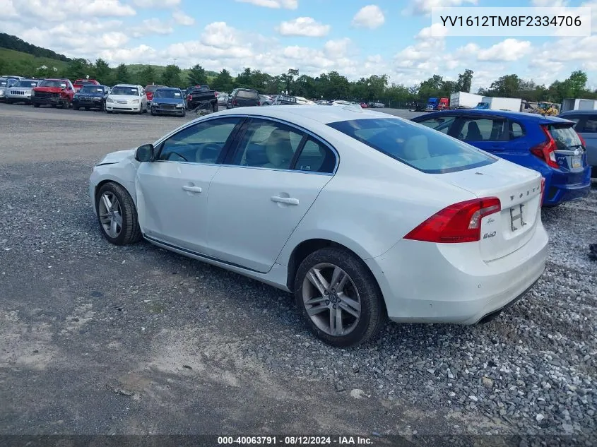 2015 Volvo S60 T5 Platinum VIN: YV1612TM8F2334706 Lot: 40063791