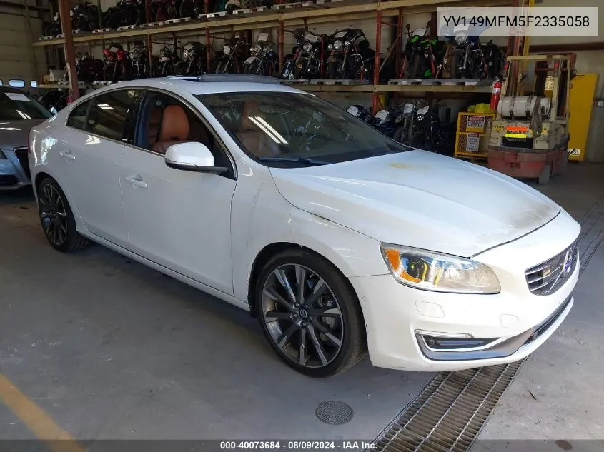 2015 Volvo S60 Platinum VIN: YV149MFM5F2335058 Lot: 40073684