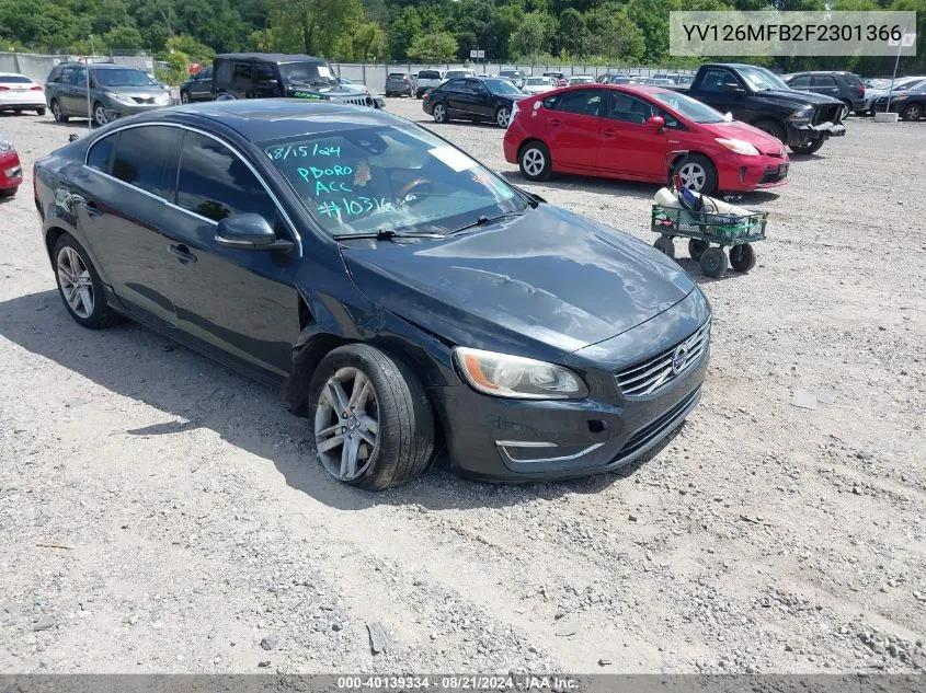 2015 Volvo S60 Premier VIN: YV126MFB2F2301366 Lot: 40139334