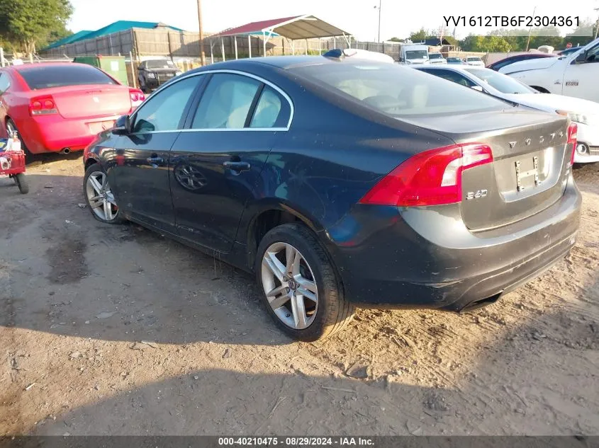 2015 Volvo S60 T5 Premier VIN: YV1612TB6F2304361 Lot: 40210475