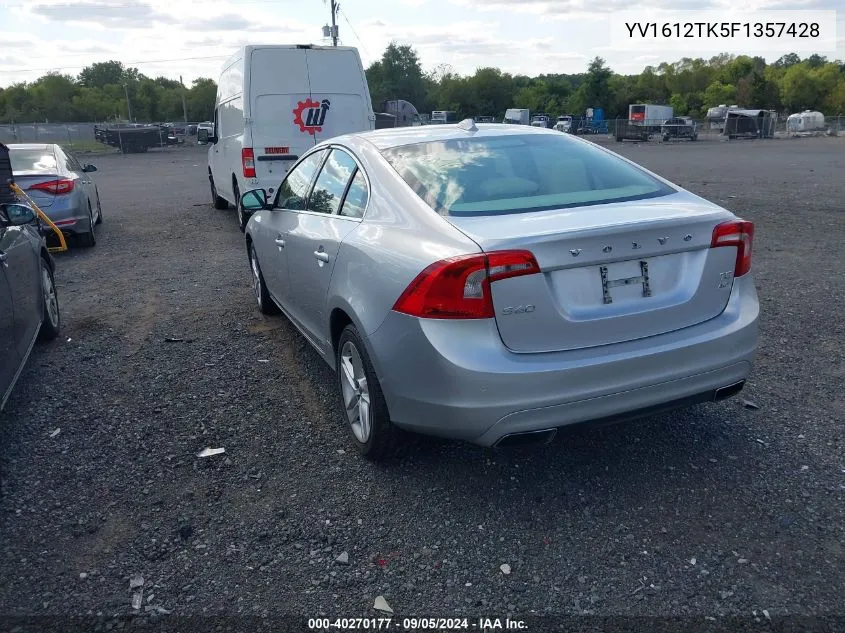 2015 Volvo S60 T5 Premier VIN: YV1612TK5F1357428 Lot: 40270177