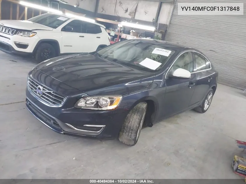 2015 Volvo S60 T5 Premier Plus VIN: YV140MFC0F1317848 Lot: 40494384