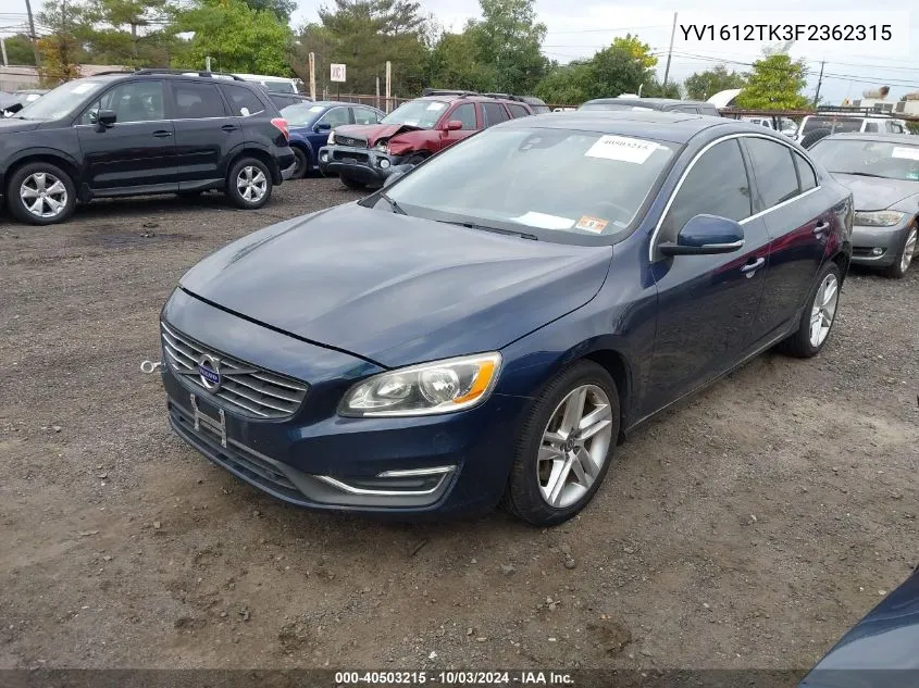 2015 Volvo S60 T5 Premier VIN: YV1612TK3F2362315 Lot: 40503215