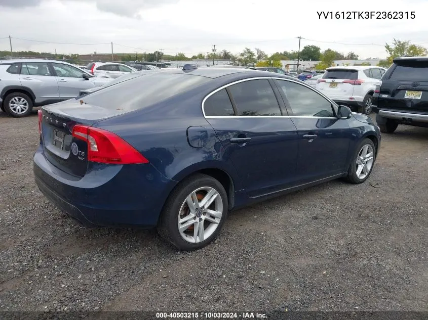 2015 Volvo S60 T5 Premier VIN: YV1612TK3F2362315 Lot: 40503215