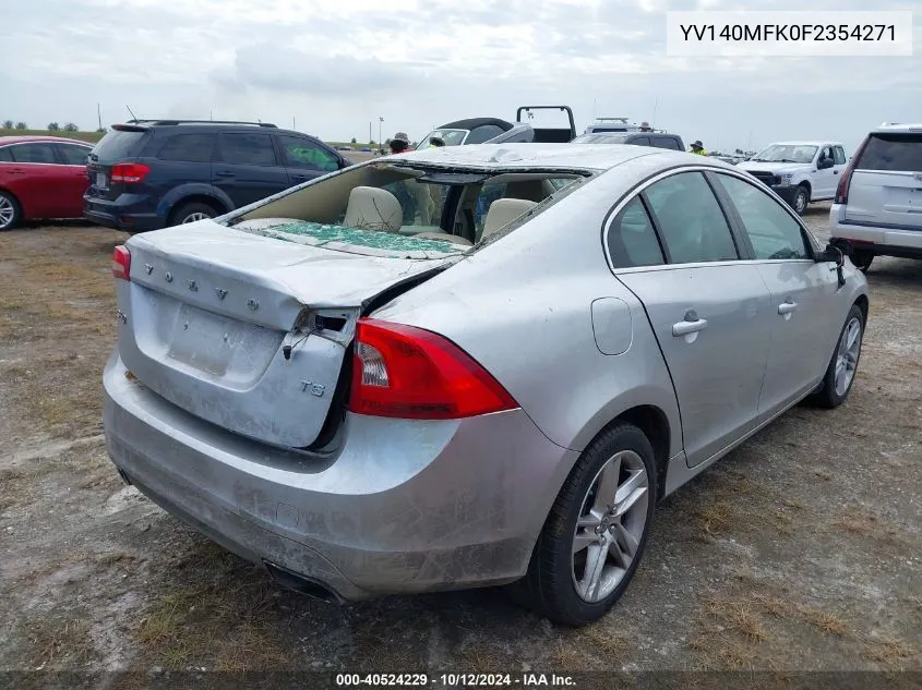 2015 Volvo S60 T5 Premier VIN: YV140MFK0F2354271 Lot: 40524229