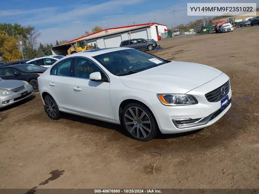 2015 Volvo S60 T6 Platinum VIN: YV149MFM9F2351022 Lot: 40676980