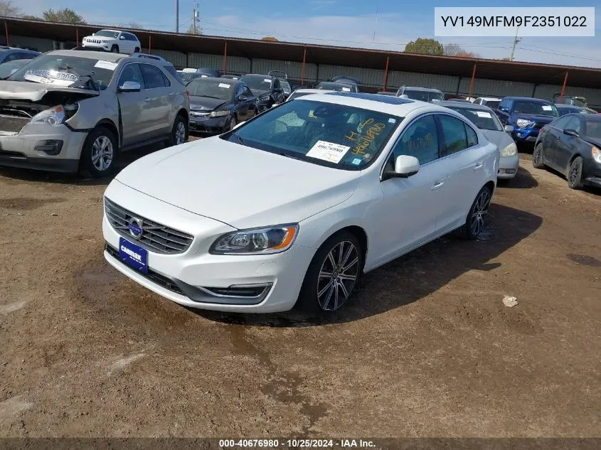 2015 Volvo S60 T6 Platinum VIN: YV149MFM9F2351022 Lot: 40676980