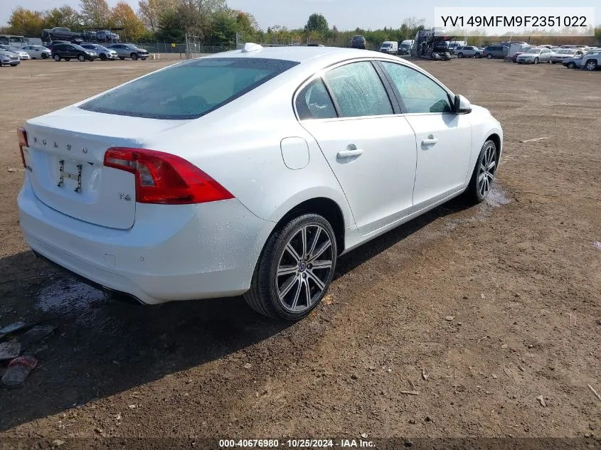 2015 Volvo S60 T6 Platinum VIN: YV149MFM9F2351022 Lot: 40676980