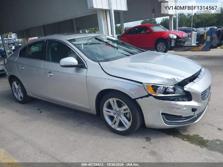 2015 Volvo S60 T5 Premier VIN: YV140MFB0F1314567 Lot: 40728413