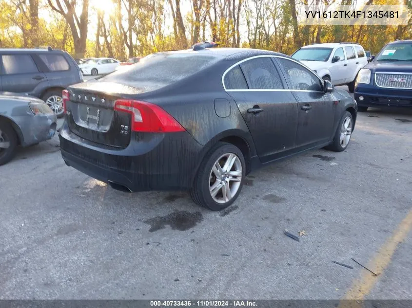 2015 Volvo S60 Premier VIN: YV1612TK4F1345481 Lot: 40733436