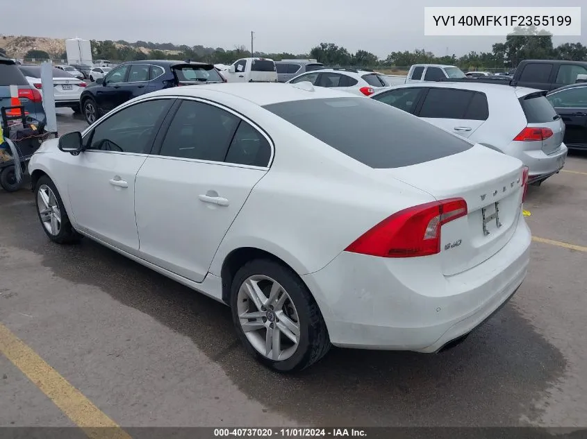 2015 Volvo S60 T5 Premier VIN: YV140MFK1F2355199 Lot: 40737020