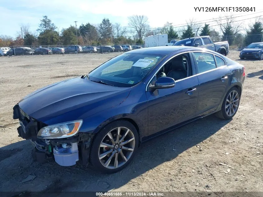 2015 Volvo S60 T5 Premier VIN: YV126MFK1F1350841 Lot: 40851685