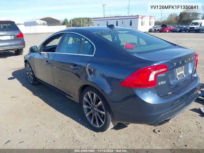 2015 Volvo S60 T5 Premier VIN: YV126MFK1F1350841 Lot: 40851685